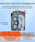 Diagram of DXC Extruder Upgrade Kit For K1 Series With Smart Filament Break Detection showing dual-gear structure.