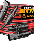 30Ft 10 Gauge Solar Extension Cable With Male And Female Connectors for Outdoor RVs and Off Grid Solar Systems, coiled cable view