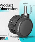 Top Shelf Standing Desk Casters With Lockable M8 Stem Rollers Built For Heavy Loads Roll Effortless On Any Office Setup dimensions and load capacity details