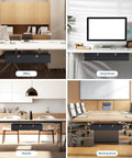 No Drill Under Desk Cable Management Tray 30 Inch Cord Organizer With Table Clamp Or Screw Mount installed in various room setups