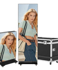 Top Shelf 80 Inch P1.86 Led Poster Display With Gob Coating And Spliceable Digital Signage Setup For Slick Indoor Advertising That Drops Dead Gorgeous At Retail Stores, shown with a carrying case.