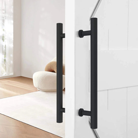 Matte Black Stainless Steel Barn Door Handles 16 Inch Heavy Duty Door Pull Set For Sliding Barn Doors And Pocket Doors