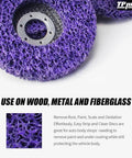 4.5 Inch Stripping Discs For Angle Grinders With 7/8 Inch Arbor Purple Rust Remover Wheel close-up showing texture