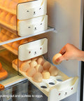 Clear Refrigerator Egg Holder For 36 Eggs Two Layer Egg Storage Drawer With 18 Slot Trays Fridge Organizer Box White Keeps Eggs Fresh