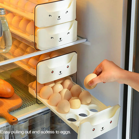 Clear Refrigerator Egg Holder For 36 Eggs Two Layer Egg Storage Drawer With 18 Slot Trays Fridge Organizer Box White Keeps Eggs Fresh