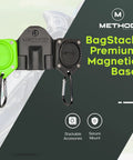 BagStack Gear Hub Starter Pack Magnetic Golf Gear Organizer with bag and magnetic base, shown with accessories attached.