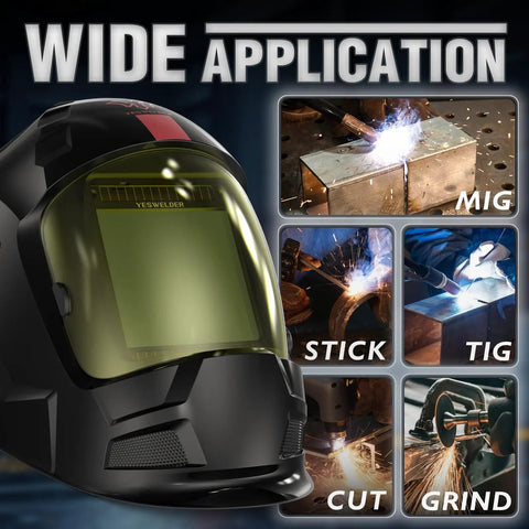 Auto Darkening Welding Helmet With Beefy 3.94 X 3.66 Inches Viewing Window True Color Optics Solar Powered for TIG MIG Arc