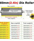 60mm(2.4in) Dia roller specifications for Rock Solid 6 Piece Polyurethane Rollers For Smooth Conveyor Glide Heavy Duty Wear Resistant Replacement Wheels Built Damn Tough For Pro And Diy Renovations.