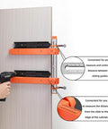 Slide Installation Jig With Toggle Clamp And Magnetic Arm Locator For Cabinets Faster Straighter And Smarter Drawer Installations On Side Mount And Undermount Slides Durable Cabinet Hardware Jig For Precise Clean High Quality Results in use for precise drawer slide alignment on a cabinet.