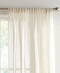 Pinstripe Sheer Curtain Panels Set, 50 x 84 Inches, Light Beige, Rod Pocket, Two Panel Window Treatments For Living Room And Bedroom, Soft Light Filtering, Modern Transitional Home Decor.