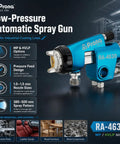 Top Shelf Hvlp Gravity Feed Spray Gun Built Tough With 1.5 Mm Nozzle To Pull Off Killer Automotive And Furniture Paint Jobs With Smooth Even Coverage All Day Long, close-up of nozzle and design.