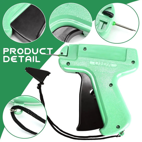 Green tagging gun from 2506 Piece Clothing Tag Gun Kit With 6 Steel Needles 2000 White Barbs And 500 Clothing Labels.