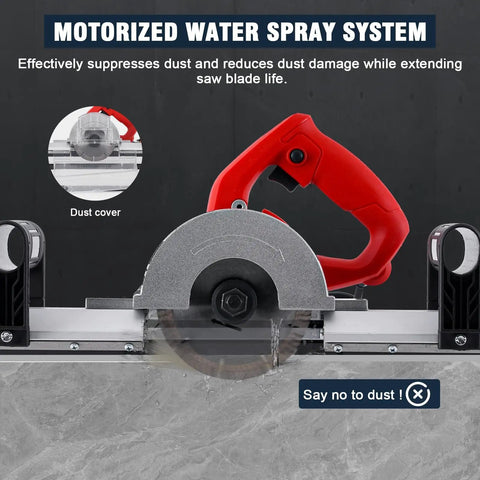 Professional Grade Electric Tile Chamfering Machine With Integrated Water Cooling System For Knockout Forty Three Degree Ceramic Bevel Cuts And Effortless Precision showing motorized water spray system.