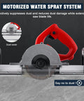 Rock Solid 1800W Electric Tile Bevel Cutter With 43 Degree Adjustable Chamfering Machine and Integrated Water Pump showcasing motorized water spray system.