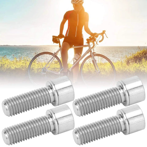 4 Pack M7x20mm Stem Bolts For Bike Handlebar, Alloy Stem Screws with cyclist in background, lightweight and strong