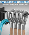 Two Pack Heavy Duty 10 Inch Two Tier Garage Hooks Wall Mount Organizer For Shed And Workshop Storage, installed with tools.
