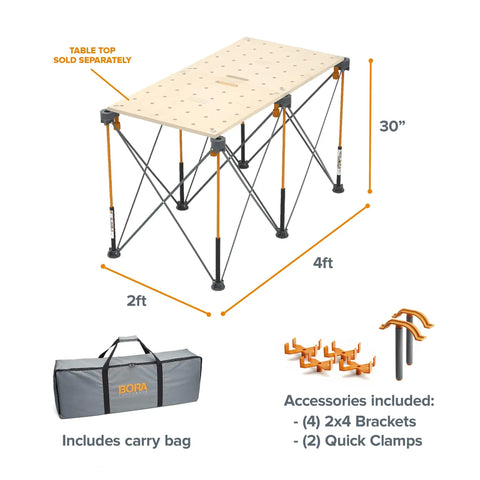 Beefy Folding Work Table Centipede Saw Horse Stand 2 Ft Long By 4 Ft Wide By 2.5 Ft High Steel 1500 Lb Capacity Portable Workbench Kit