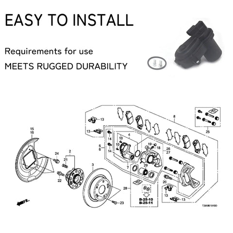 Heavy Duty Electronic Parking Brake Actuator Replacement Fits Acura Tlx 2.4l And Nsx 3.5l detailed assembly diagram with actuator.