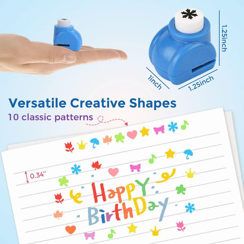 Premium 10 Pack Shape Paper Hole Punch Craft Set For Scrapbooking And Diy Decorating Uses Easy Grip Metal Blades With Maple Leaves Stars And Hearts To Make Your Creations Pop As A Straight Up Showstopper