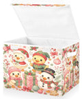 Heavy Duty Foldable Storage Bin With Flip Top Lid And Reinforced Handles For Home Bedroom Office Shelves and Collapsible Container That Folds Flat In A Snap, featuring colorful festive chicks.