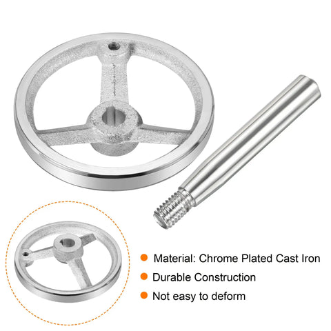125mm Rotary Handwheel Two Pack Beefy Cast Iron Chrome Plated With Handle for Milling Machines and Lathes, Heavy Duty