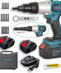 Badass Cordless 2 In 1 Rivet Nut And Pop Rivet Tool With Beefy Batteries For Fast Auto Trim Installation and accessories including battery packs.
