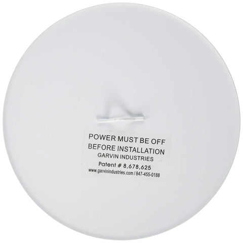 Close-up of 8 Inch Recessed Blank Up Cover Plate Steel White For Ceiling Holes From Unused Can Lights Durable Steel Construction