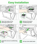 Illustration showing easy installation steps for Engine And Cabin Air Filter Kit For Kia Telluride 3.8L And Hyundai Santa Fe 2.0L 2.4L Replacement Set