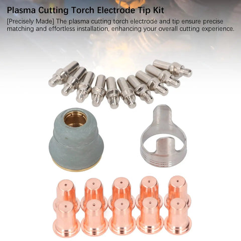 Get Ready For Heavy Duty Cuts With This 22PC Plasma Cutting Consumables Kit. Includes brass and copper electrodes and tips.