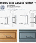 Diagram of 50 Pack Brushed Nickel Stainless Steel Cabinet Pulls 5 Inch Length 3 Inch Center To Center Holes with screw sizes
