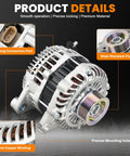 High Output 110A Alternator Replacement Direct Fit For 6 3.7L 2009 2013 And CX 9 3.5L 2007 3.7L 2008 2015 2014 2015 Includes Part Numbers 11267 11267A 11267N 12838 2035086 2138842 Ready To Bolt In For An Easy Vehicle Electrical Upgrade with strong connection port, wear resistant pulley, pure copper winding, and precise mounting holes