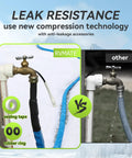 Front view of RVMATE heated RV water hose, 35ft, antifreeze; brass valve with white fittings