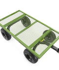 Overhead view of Steel Utility Garden Cart With No Flat Foam Filled 10 Inch Tires, 800 Pound Capacity, 4 Cubic Feet, 2 In 1 Handle, Green.