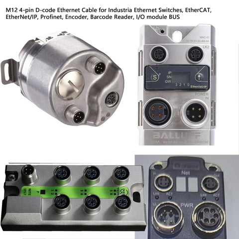 Ethernet M12 D Coded To RJ45 Cable 4 Pin Plug And Play Profinet Network adapters for industrial sensors and scanners
