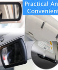 Clip On Car Sun Visor Mirror Universal Fit HD Vanity Mirror With Glass Lens And Stainless Steel Clips in car interior.