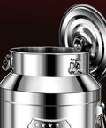 Straight Up 304 Stainless Steel Milk Can Jug Beverage Dispenser crafted for reliable daily use, featuring an open lid and sturdy construction.