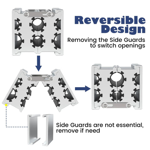 Heavy Duty Universal Barrel Clamp Collets With Four Openings For Round Tubes.550 To.920 Inches Aircraft Grade Aluminum, reversible design