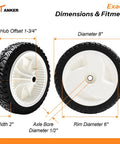 2 Pack 8 Inch Front Drive Wheel Assembly For Toro Recycler 22 Inch Walk Behind Mowers 20001 20111 Replacement Dimensions