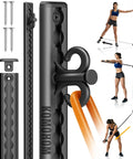 Crush Your Daily Reps With This Solid 40 Inch Adjustable Resistance Band Wall Anchor Featuring 37 Locking Positions For Complete Home Gym Full Body Workout Sessions, showing adjustable rail with resistance bands.