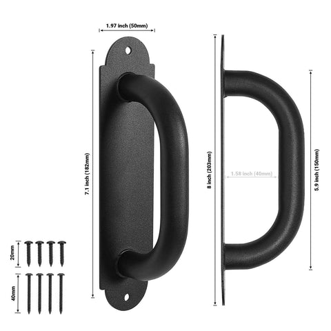 Two Pack 8 Inch Heavy Duty Door Pull Handles For Outdoor Metal Gates And Doors, Powder Coated Matte Black, Fully Welded Galvanized Steel
