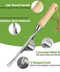 Weed Puller Tool With Metal Leverage Base And V Shaped Forks For Deep Root Digging No Fuss Weed Removal Easy Garden Clean Up