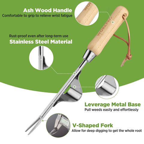 Weed Puller Tool With Metal Leverage Base And V Shaped Forks For Deep Root Digging No Fuss Weed Removal Easy Garden Clean Up