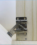 Heavy Duty Steel Tip Out Tray Hinges For 45 Degree Cabinet Drawer Pullouts Featuring Rock Solid Scissor Hardware With Brushed Nickel Finish on a wooden surface.
