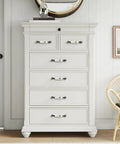 White dresser with Six Pack Floral Ceramic Cabinet Pulls With Screws, 3.78 Inch Center To Center Hole Distance, antique design handles.