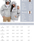 Two models wearing grey Unisex Travel Hoodie With Built In Eye Mask In Airplane Mode For Naps On The Fly Cozy Zip Up Fleece Jacket