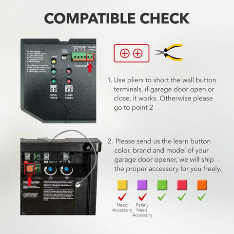 Compatibility check guide for Smart WiFi Garage Door Opener With Remote Control, Alexa And Google Home Ready, No Hub Needed, White