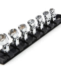 Quarter Inch Drive Universal Joint Socket Set 16 Piece With Inch And Metric 6 Point U Joint Sockets on rail storage