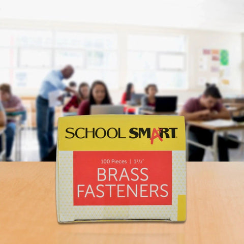 Top Shelf Brass Plated Fasteners 1-1/2 Inches Size 6 Bulk Pack Of 100 Heavy Duty Binding Pins for classrooms and organization.