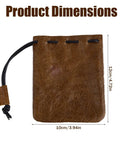 Hardy Cowhide Leather Drawstring Pouch With Vintage Retro Finish Designed For Hauling Your Daily Grind Essentials Travel Toiletries And Quick Pocket Stash, measuring 120x100mm.