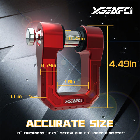 Three Quarter Inch D Ring Shackle With Seven Eighths Pin Forged Aluminum Heavy Duty Tow And Recovery For Off Road Use Red Two Pack 68000 Lbs Break Strength displaying size dimensions and measurements.